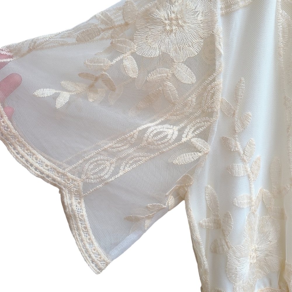 Haute Monde Sheer Embroidered Lace Maxi Dress, Boho Festival, Size Medium - Picture 6 of 11